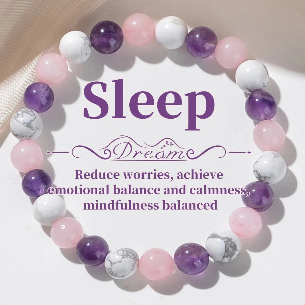 Natural Stone 8mm Beaded Elastic Bracelet