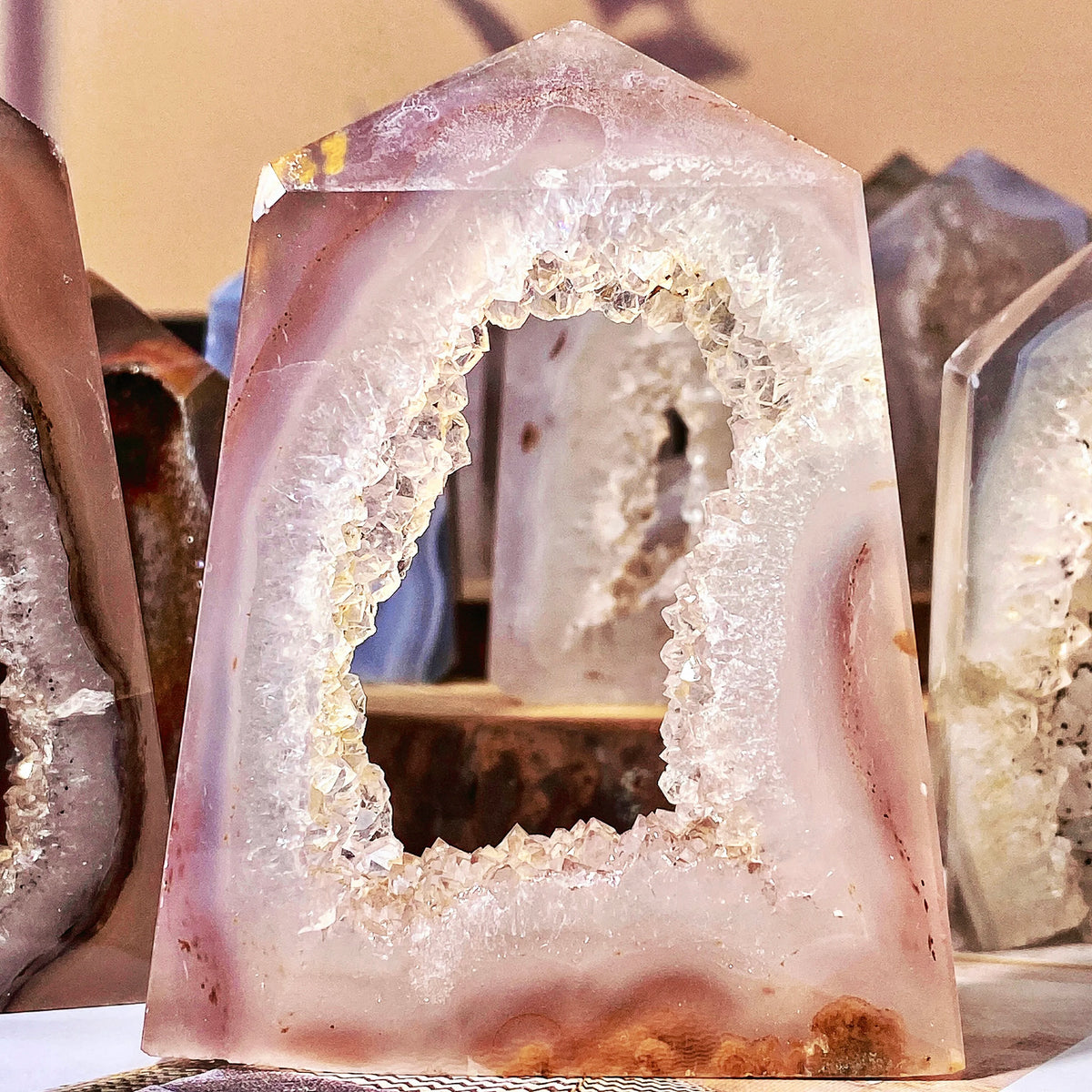 Natural Geode Agate Crystal Point