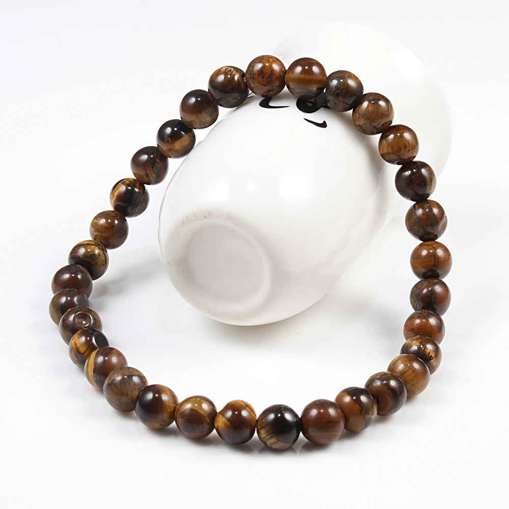 Natural Stone Tiger Eye Buddha Lava Meditation Bracelet