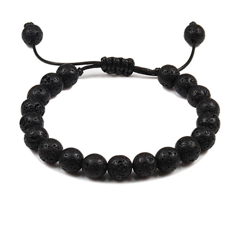 Natural Stone Tiger Eye Buddha Lava Meditation Bracelet