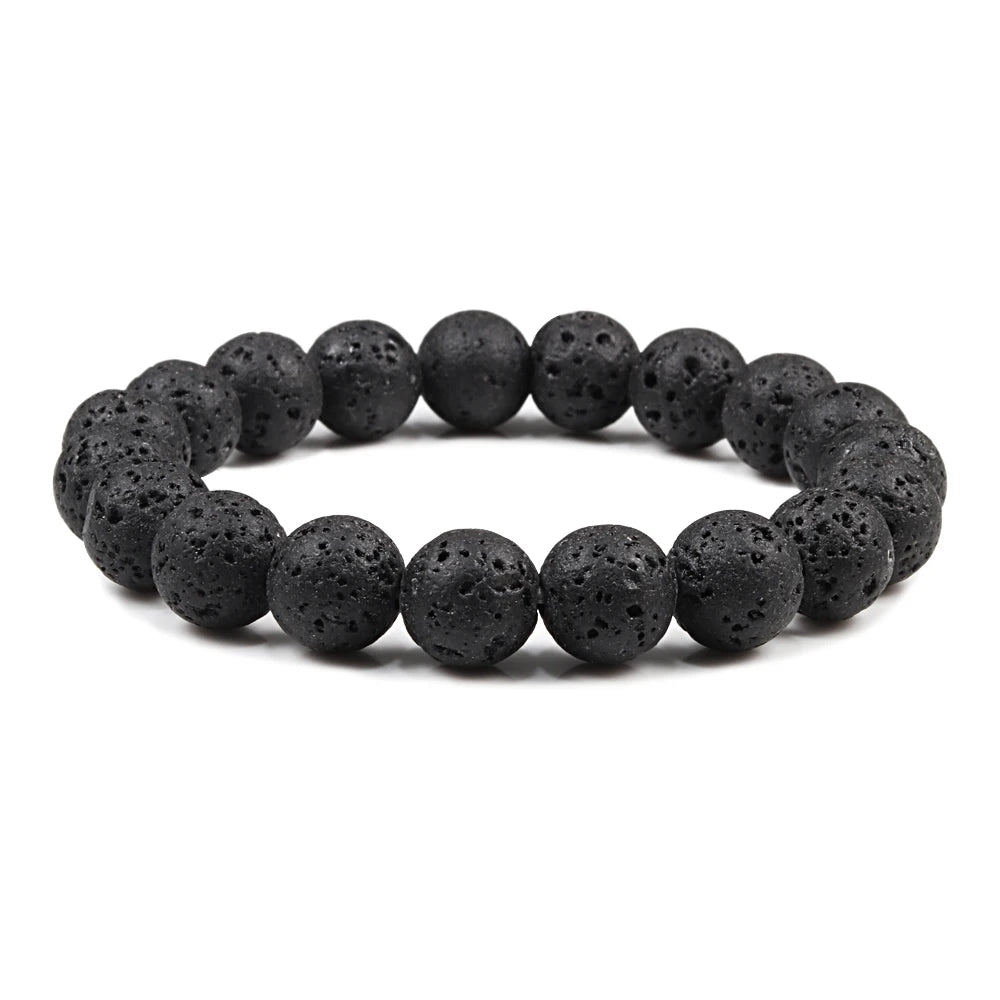 Natural Stone Tiger Eye Buddha Lava Meditation Bracelet