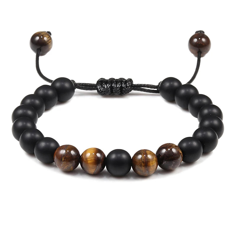 Natural Stone Tiger Eye Buddha Lava Meditation Bracelet