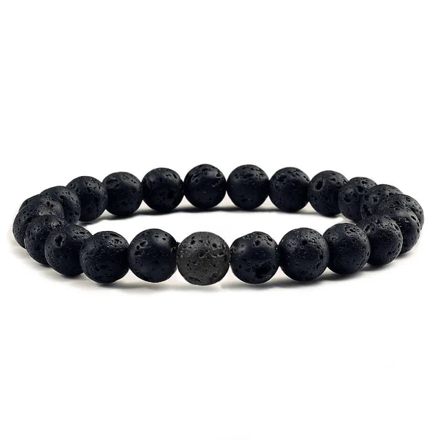 Natural Stone Tiger Eye Buddha Lava Meditation Bracelet