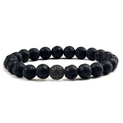 Natural Stone Tiger Eye Buddha Lava Meditation Bracelet
