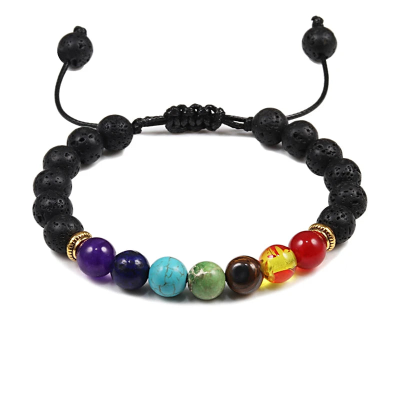 Natural Stone Tiger Eye Buddha Lava Meditation Bracelet