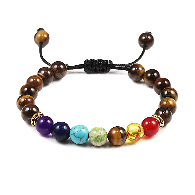 Natural Stone Tiger Eye Buddha Lava Meditation Bracelet