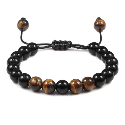 Natural Stone Tiger Eye Buddha Lava Meditation Bracelet