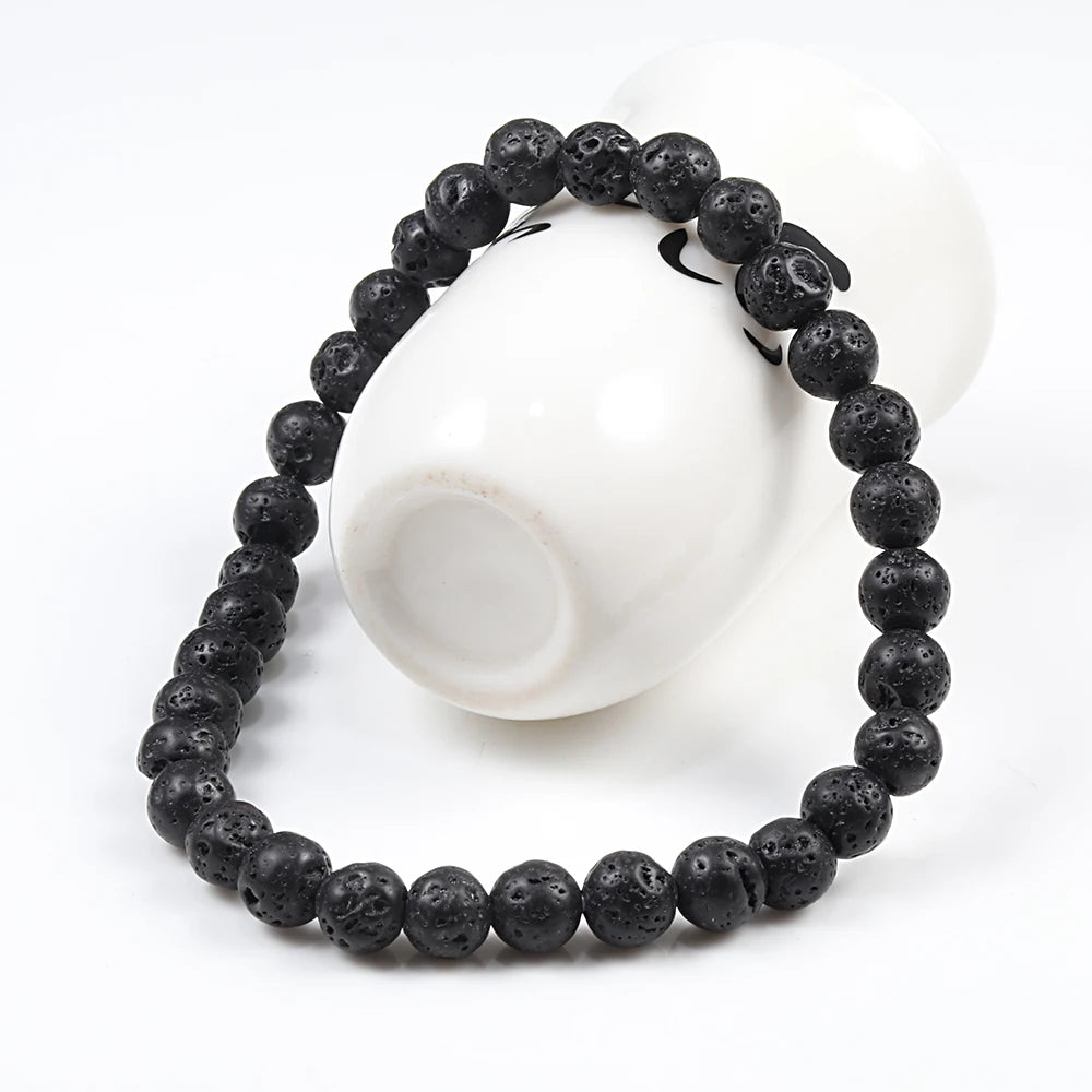Natural Stone Tiger Eye Buddha Lava Meditation Bracelet