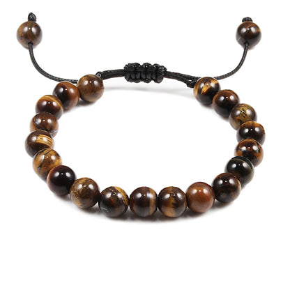 Natural Stone Tiger Eye Buddha Lava Meditation Bracelet