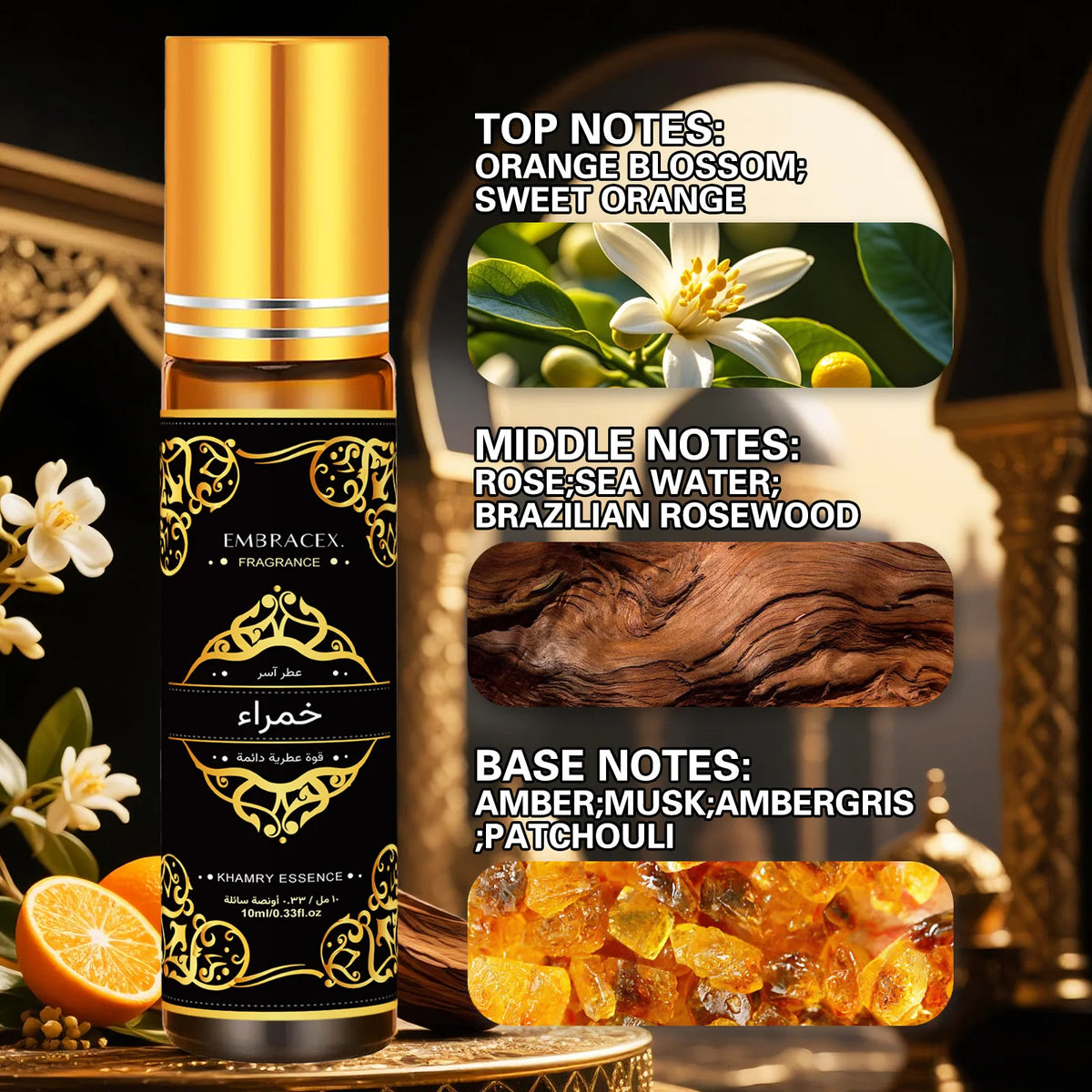 10ml Khamry Essence Fragrance Oils خمراء Roller Car Air Freshener Fragrance Eid Al-Fitr Gift Long Lasting Scent