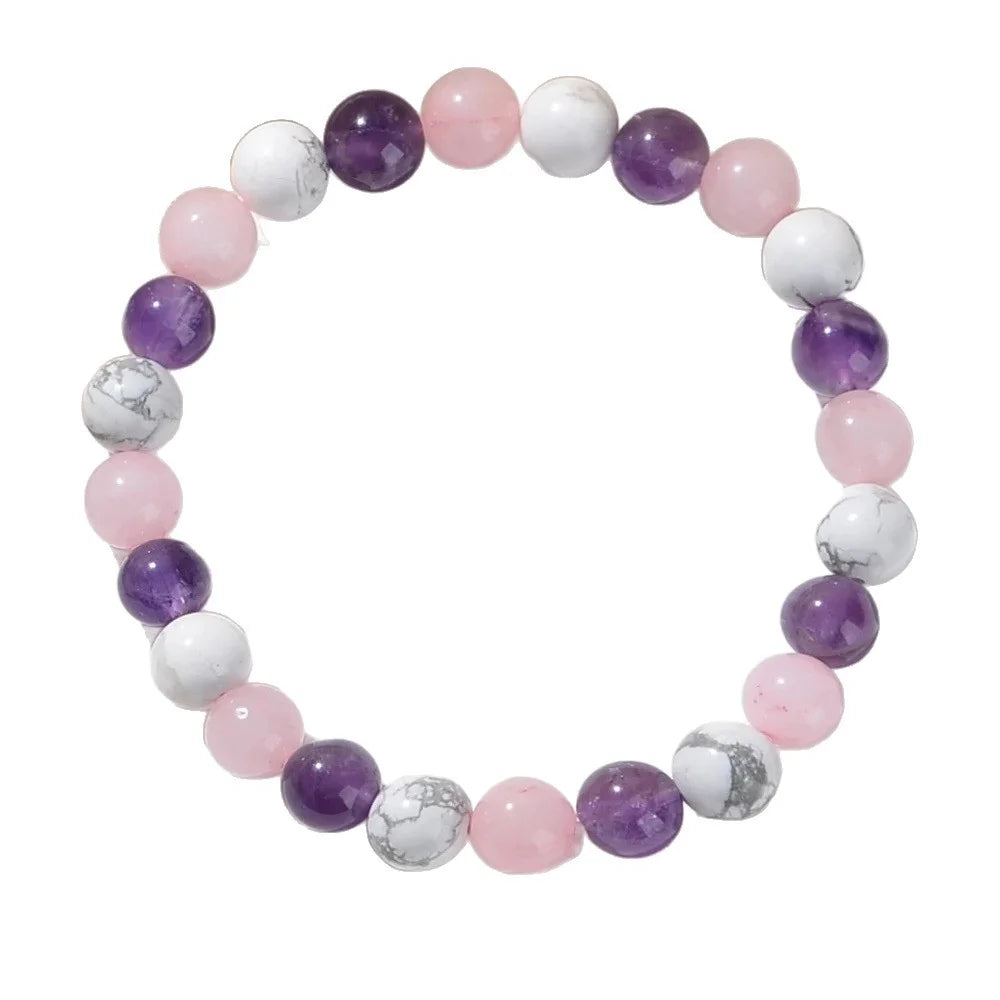 Natural Stone 8mm Beaded Elastic Bracelet