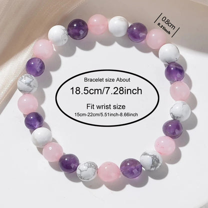 Natural Stone 8mm Beaded Elastic Bracelet