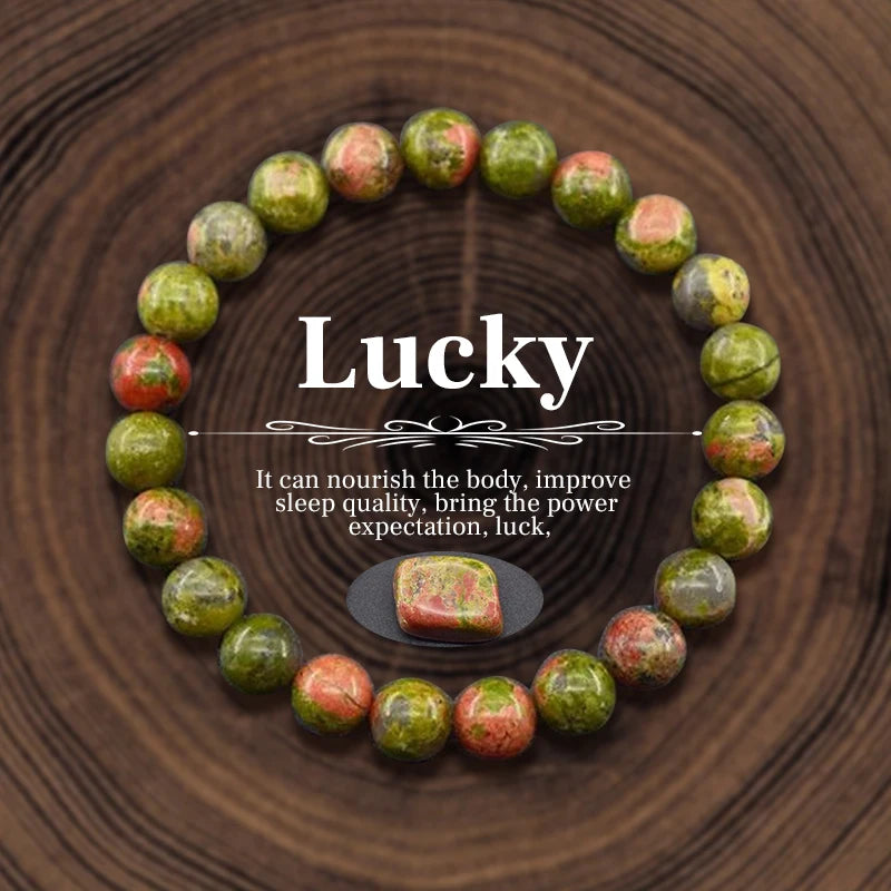 Natural Stone 8mm Beaded Elastic Bracelet