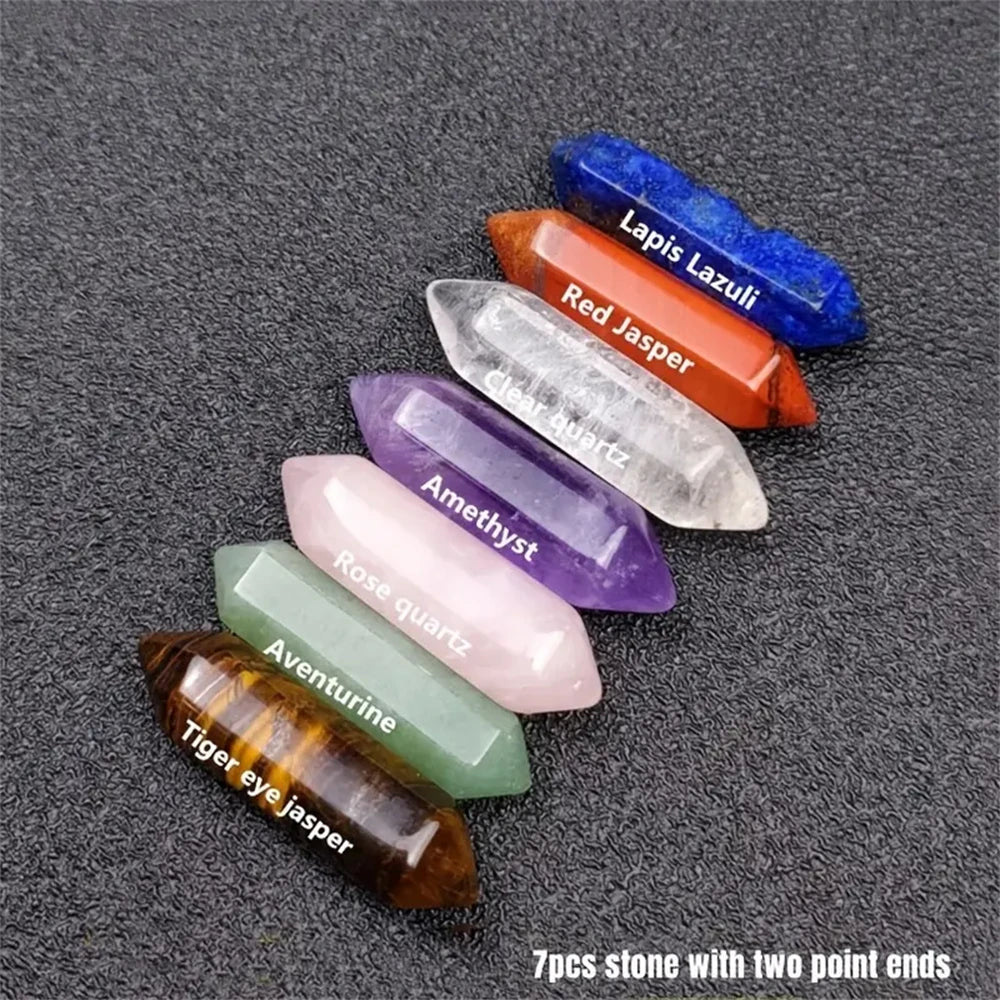 14-Piece Pointed Quartz Chakra Crystal Set