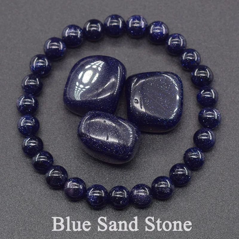 Natural Lapis Lazuli Beaded Elastic Bracelet