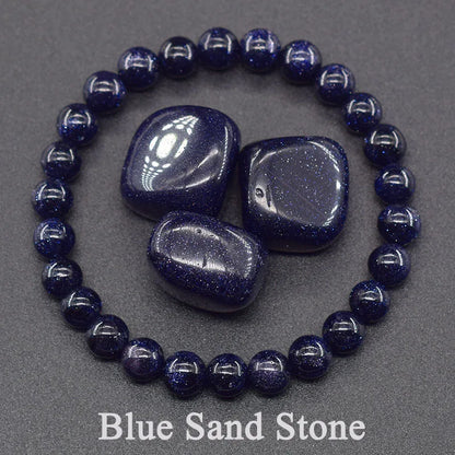 Natural Lapis Lazuli Beaded Elastic Bracelet