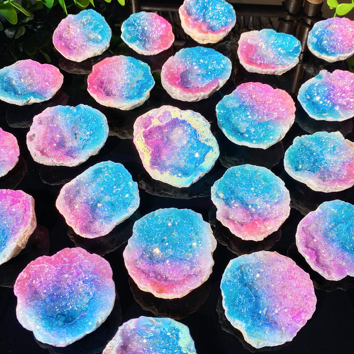 Aura White Agate Crystal Geode