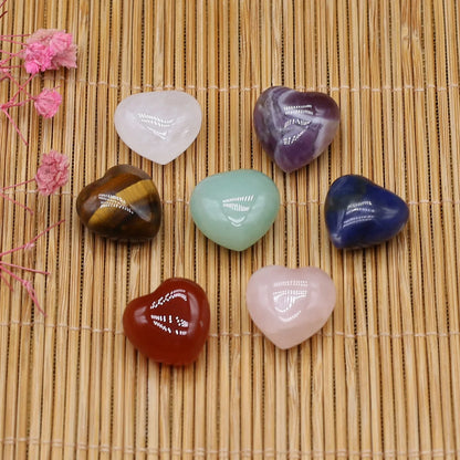 7-Piece Natural Agate Heart Crystal Beads