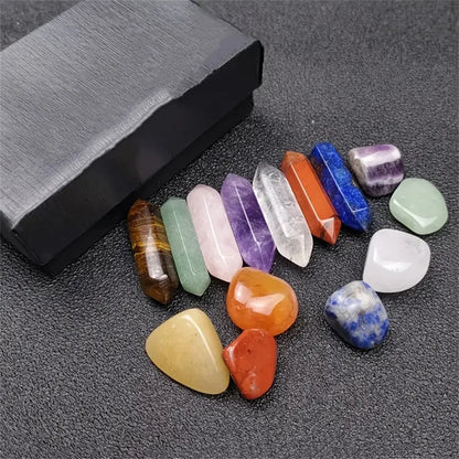 14-Piece Pointed Quartz Chakra Crystal Set