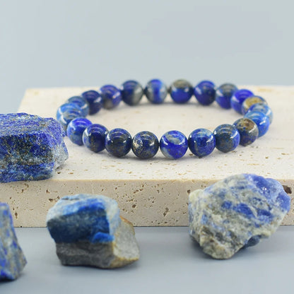 Natural Lapis Lazuli Beaded Elastic Bracelet