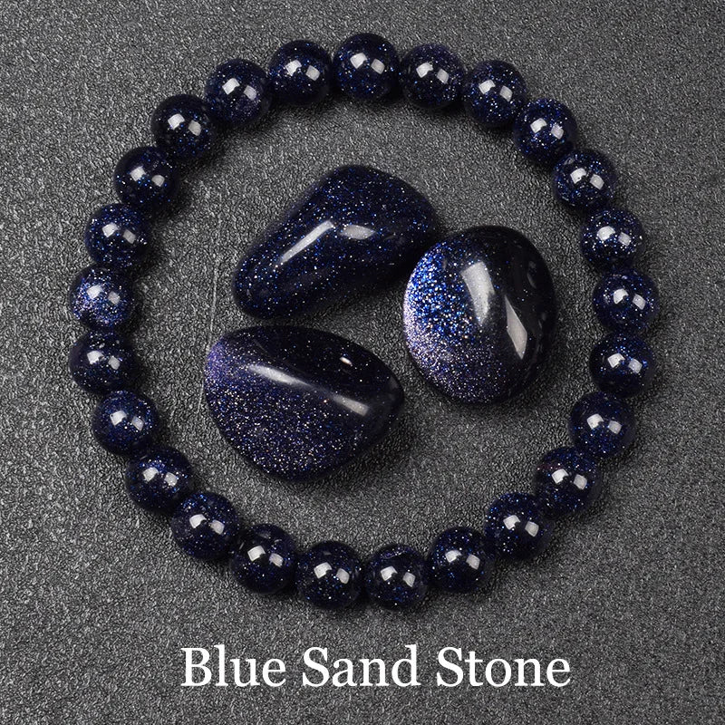 Blue Apatite Natural Stone Bead Bracelet