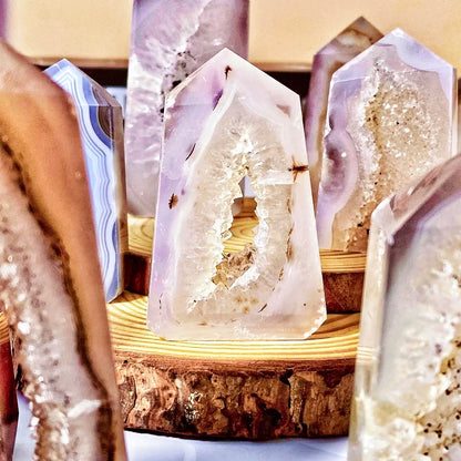 Natural Geode Agate Crystal Point