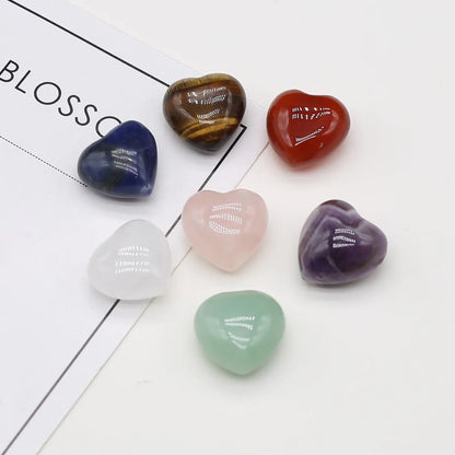 7-Piece Natural Agate Heart Crystal Beads