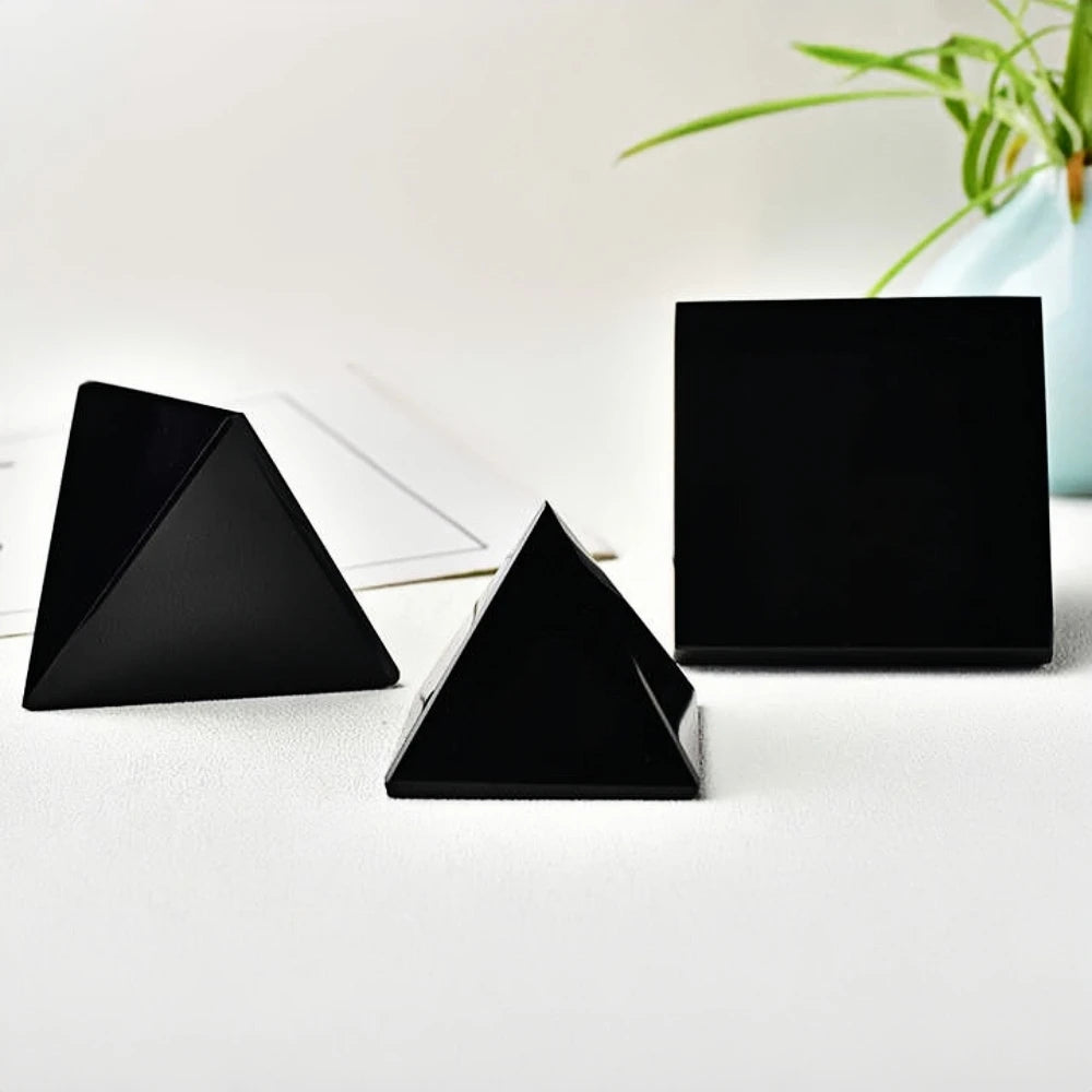 Natural Obsidian Pyramid Reiki Stone