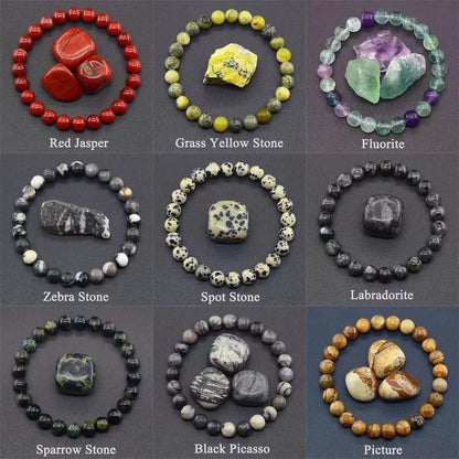 Natural Stone 8mm Beaded Elastic Bracelet
