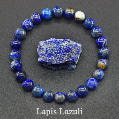 Natural Lapis Lazuli Beaded Elastic Bracelet
