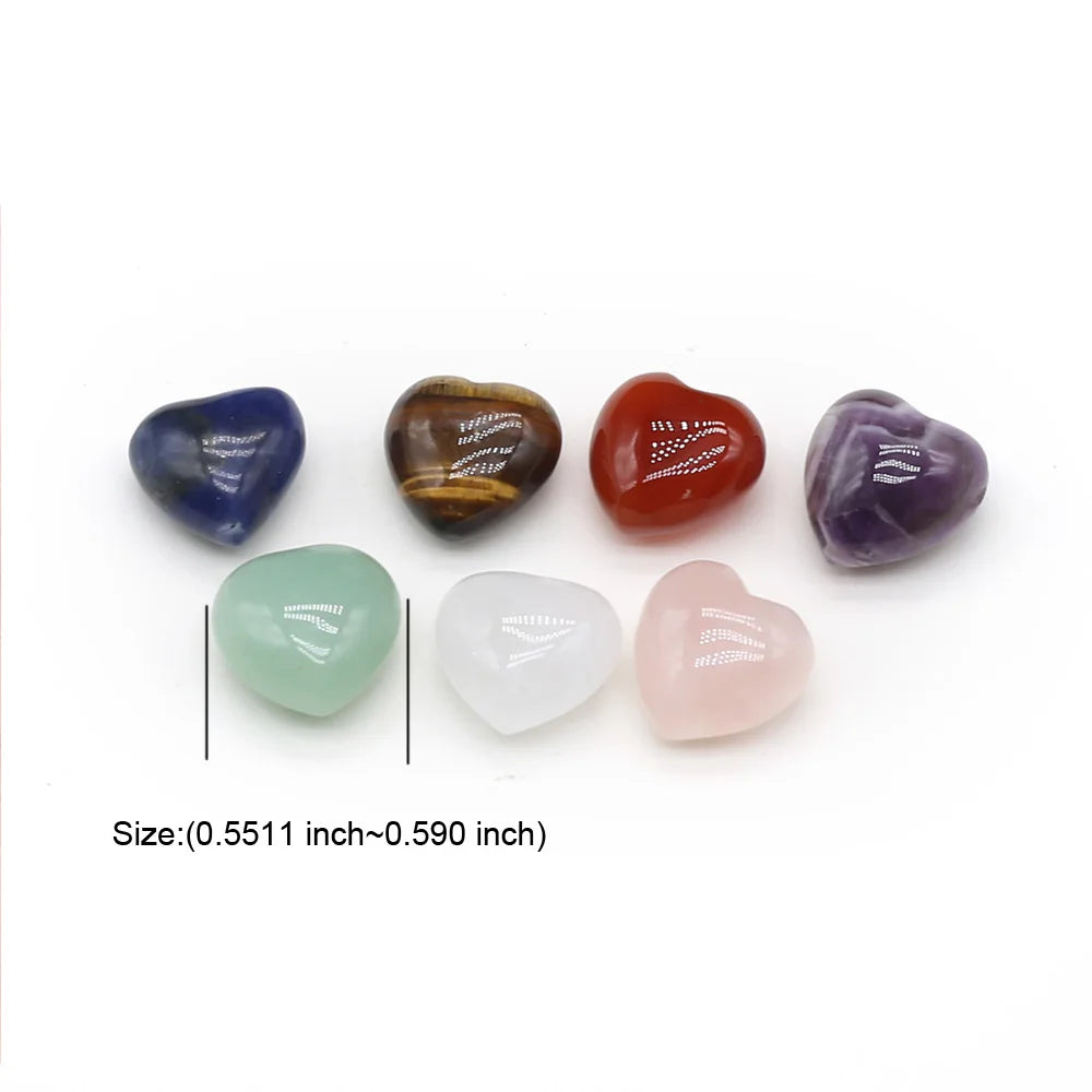7-Piece Natural Agate Heart Crystal Beads