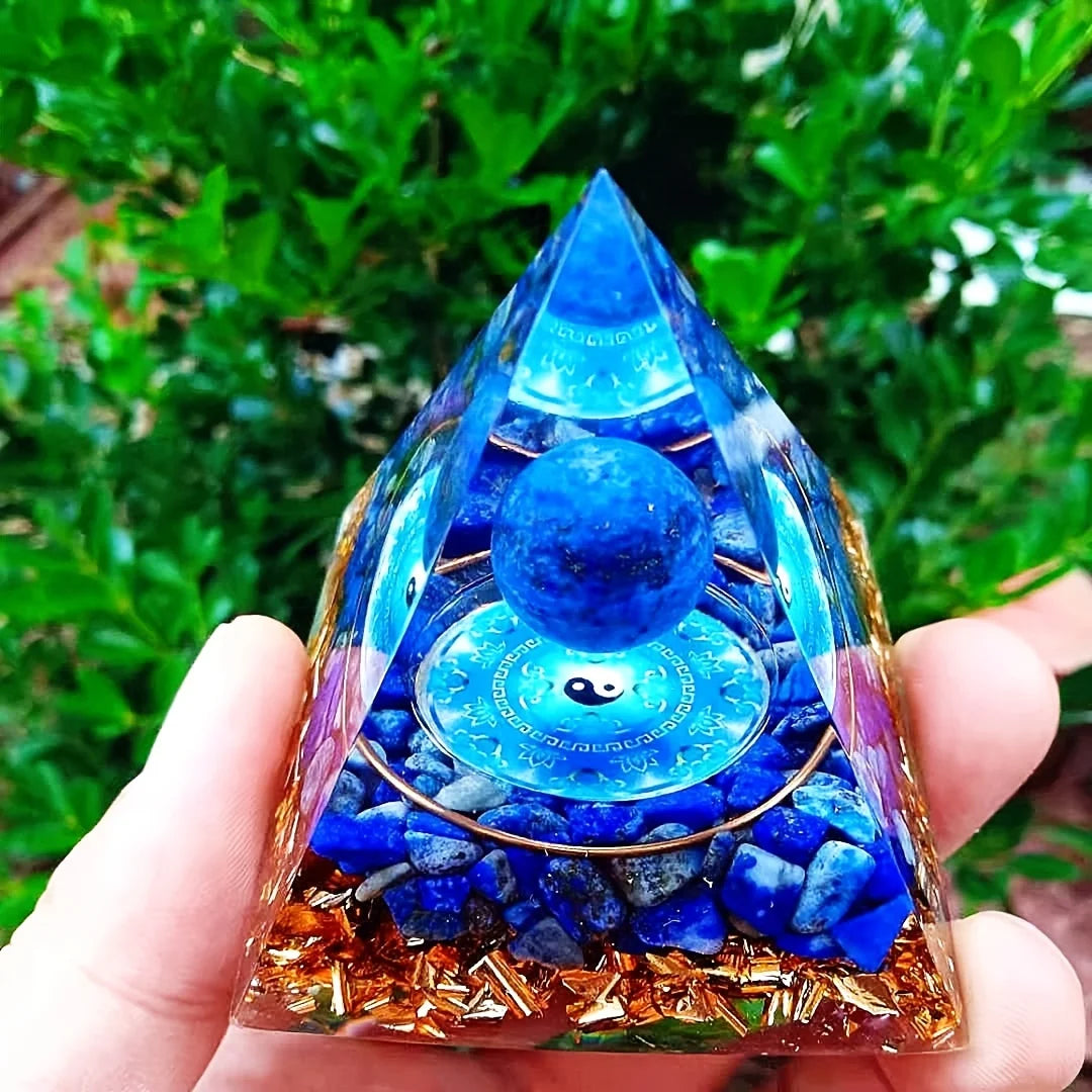 Natural Lapis Lazuli Orgone Pyramid