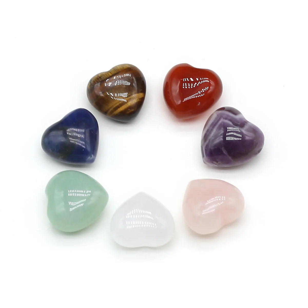 7-Piece Natural Agate Heart Crystal Beads