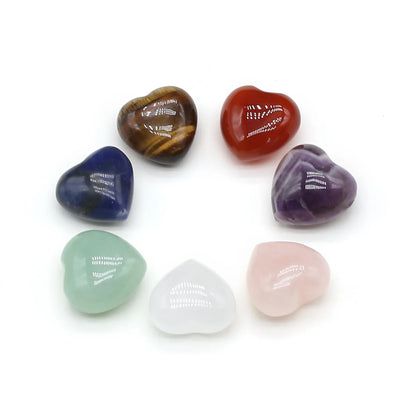 7-Piece Natural Agate Heart Crystal Beads
