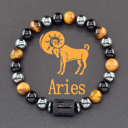 Zodiac Tiger Eye Hematite Bracelet