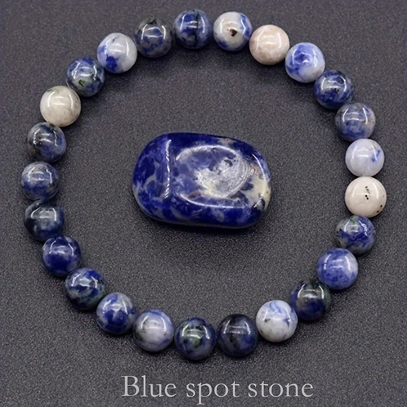 Blue Apatite Natural Stone Bead Bracelet