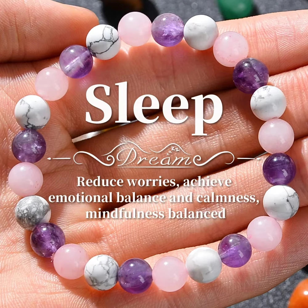 Natural Stone 8mm Beaded Elastic Bracelet
