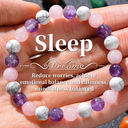 Natural Stone 8mm Beaded Elastic Bracelet
