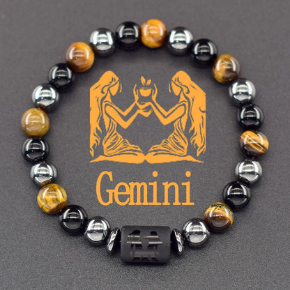 Zodiac Tiger Eye Hematite Bracelet