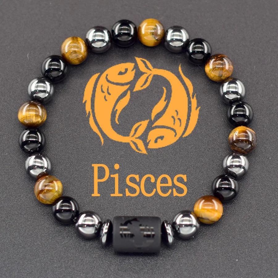 Zodiac Tiger Eye Hematite Bracelet