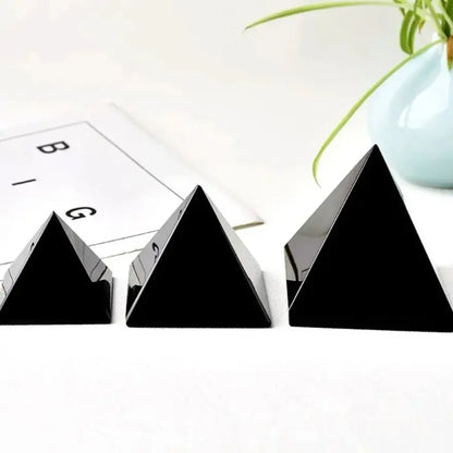 Natural Obsidian Pyramid Reiki Stone