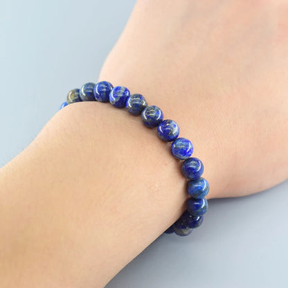 Natural Lapis Lazuli Beaded Elastic Bracelet