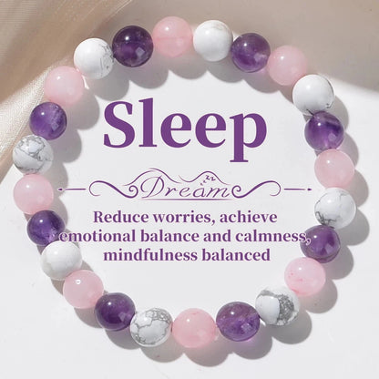 Natural Stone 8mm Beaded Elastic Bracelet