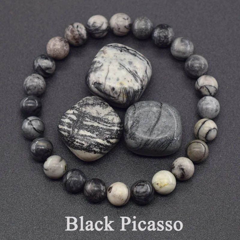 Natural Lapis Lazuli Beaded Elastic Bracelet