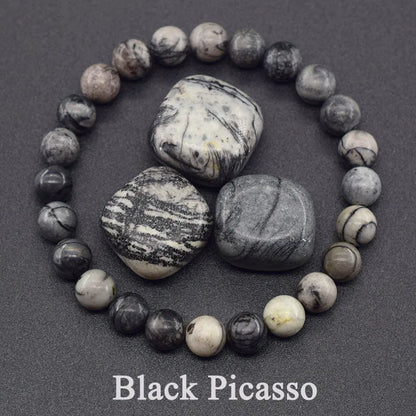 Natural Lapis Lazuli Beaded Elastic Bracelet
