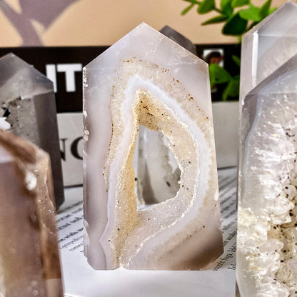 Natural Geode Agate Crystal Point