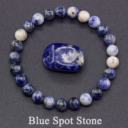 Natural Lapis Lazuli Beaded Elastic Bracelet
