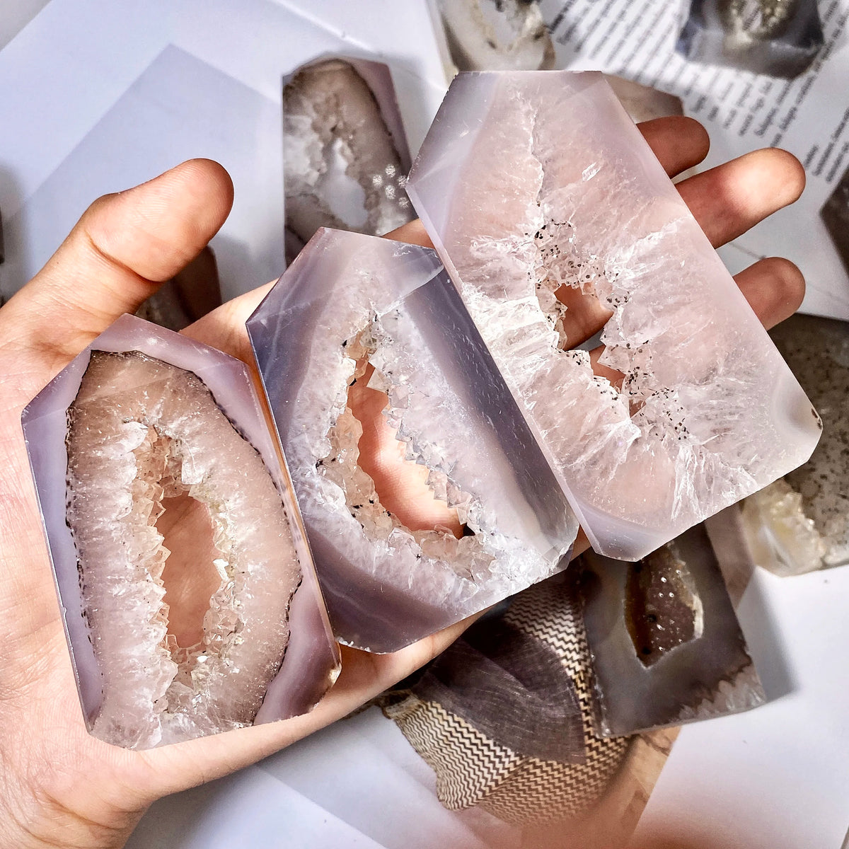 Natural Geode Agate Crystal Point