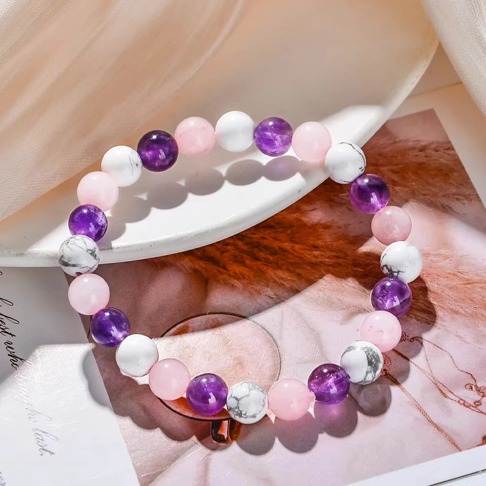 Natural Stone 8mm Beaded Elastic Bracelet