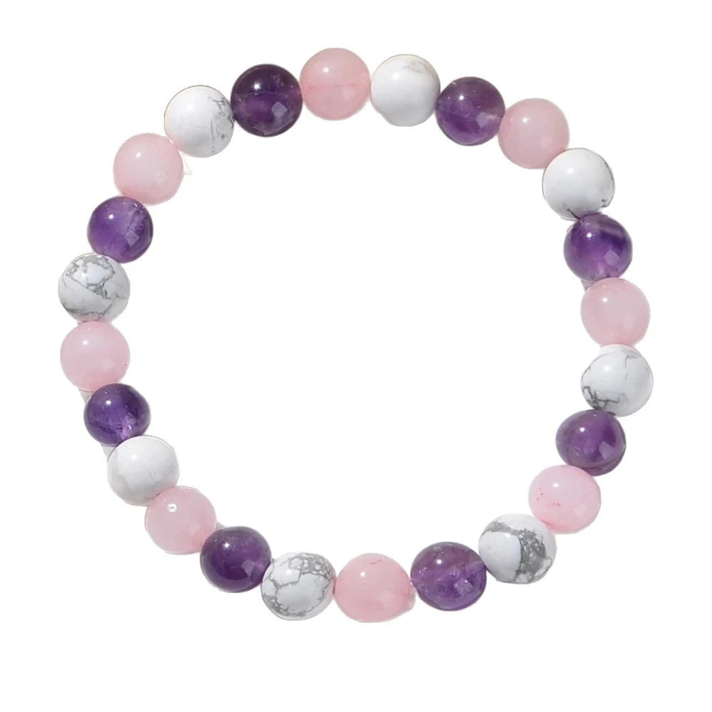 Natural Stone 8mm Beaded Elastic Bracelet